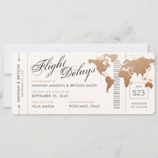 Faire-part Modifier la date World Map Boarding Mariage de bil (Devant)