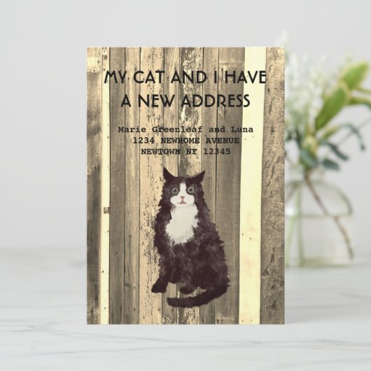 Faire-part Moi et mon chat avons déménagé Annonce (Debout devant)