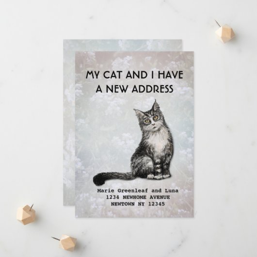 Faire-part Moi et mon chat avons fait une annonce (Devant/Arrière en situation)