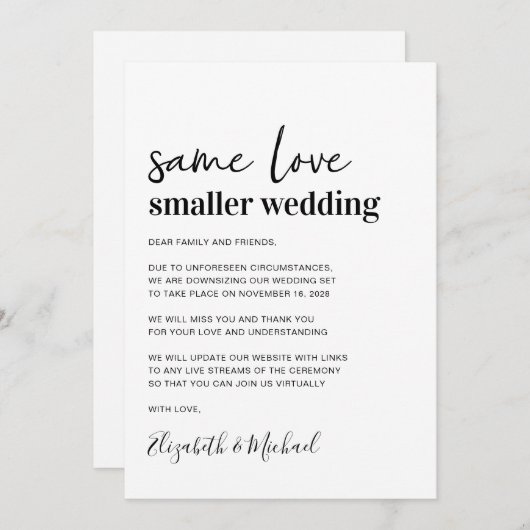 Faire-part Moins petit Mariage (Devant / Derrière)