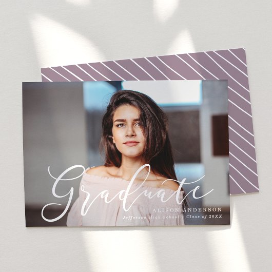 Faire-part Momentous Script Purple Photo Graduation