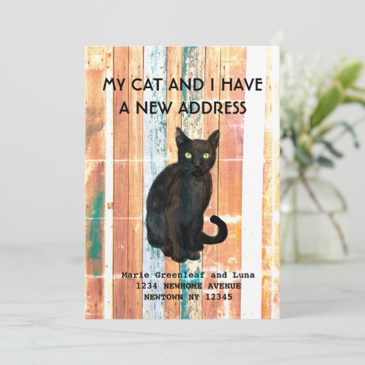 Faire-part Mon chat et moi avons déménagé Annonce (Debout devant)