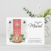 Faire-part Mon chat et moi avons déplacé la porte rouge avant (Debout devant)