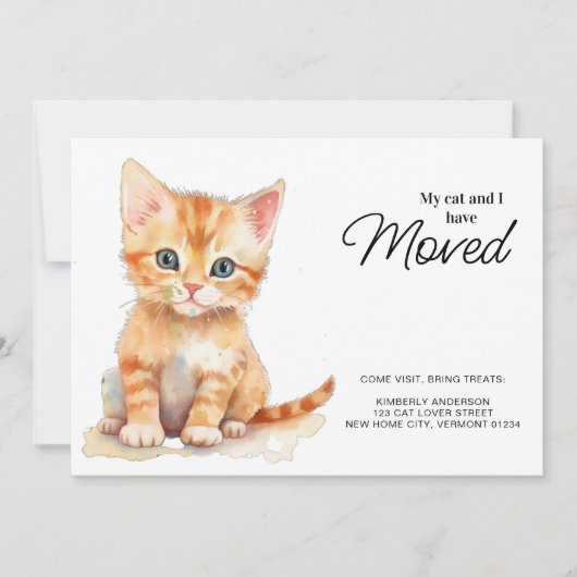 Faire-part Mon chat et moi avons déplacé Orange Kitten Moving (Devant)