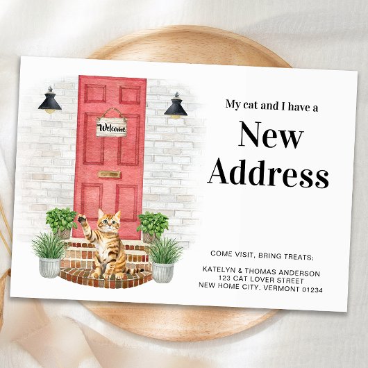 Faire-part Mon chat et moi Nouvelle adresse Porte de chat ora
