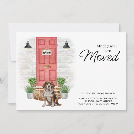 Faire-part Mon chien et moi avons déplacé le chien Beagle Mov (Devant)
