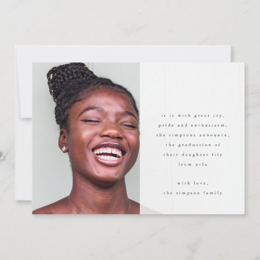 Faire-part Mon nom Black Script Graduate Deux photos (Dos)