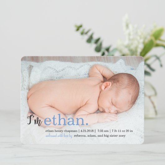 Faire-part MON NOM Nouvelles de naissance moderne (Debout devant)