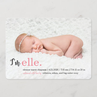 Faire-part MON NOM Nouvelles de naissance moderne