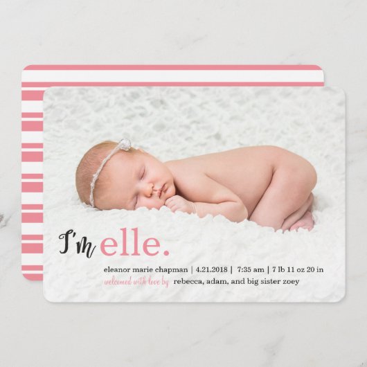 Faire-part MON NOM Nouvelles de naissance moderne (Devant / Derrière)