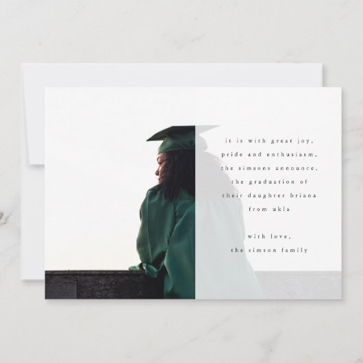 Faire-part Mon nom Script Grad Gradué deuxième photo (Dos)