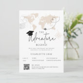 Faire-part Mondial Map voyage aventure commence Graduation (Debout devant)