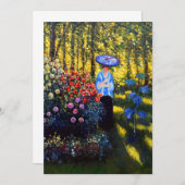 Faire-part Monet Woman avec un parasol dans le jardin (Devant / Derrière)