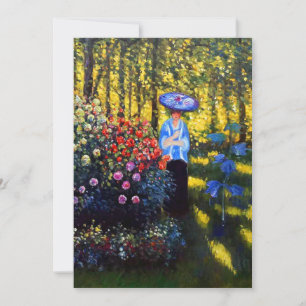 Faire-part Monet Woman avec un parasol dans le jardin