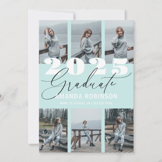 Faire-part Monnaie moderne 6 Photos de remise de diplôme (Devant)