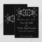 Faire-part monochrome à monogramme en rouleau vint (Devant / Derrière)