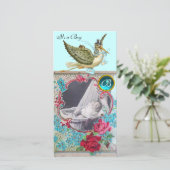 Faire-part MONOGRAM BABY SHOWER STORE, aquamarine (Debout devant)