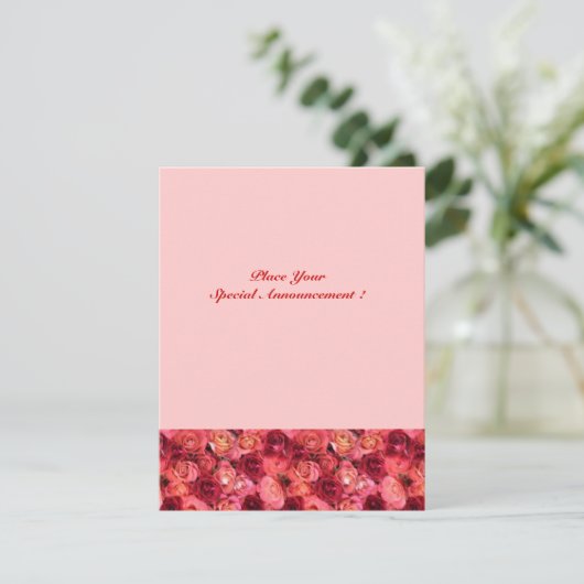 Faire-part MONOGRAM rose, rose rouge (Debout devant)