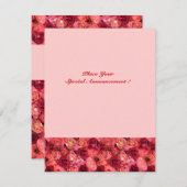 Faire-part MONOGRAM rose, rose rouge (Devant / Derrière)