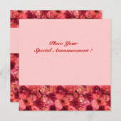 Faire-part MONOGRAM rose, rose rouge (Devant / Derrière)