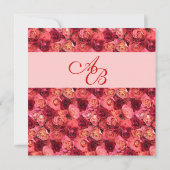 Faire-part MONOGRAM rose, rose rouge (Dos)
