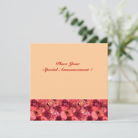 Faire-part MONOGRAM rose, rose rouge orange (Debout devant)