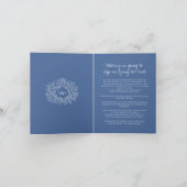 Faire-part Monogramme blanc bleu feuille mariage live stream (Intérieur)