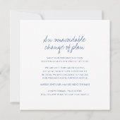 Faire-part Monogramme bleu feuilles annulation de mariage (Dos)