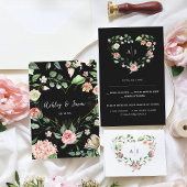 Faire-part Monogramme | Botanique Floral Coeur Mariage RSVP