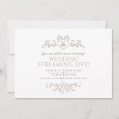 Faire-part Monogramme brun feuille blanche mariage live strea (Devant)