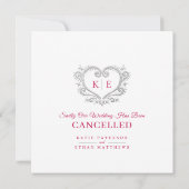 Faire-part monogramme cardiaque annulé mariage d'amour patien (Dos)