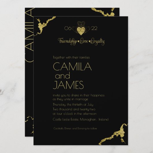 Faire-part monogramme Claddagh (Devant / Derrière)