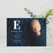 Faire-part Monogramme classique photo complète Naissance du n (Debout devant)