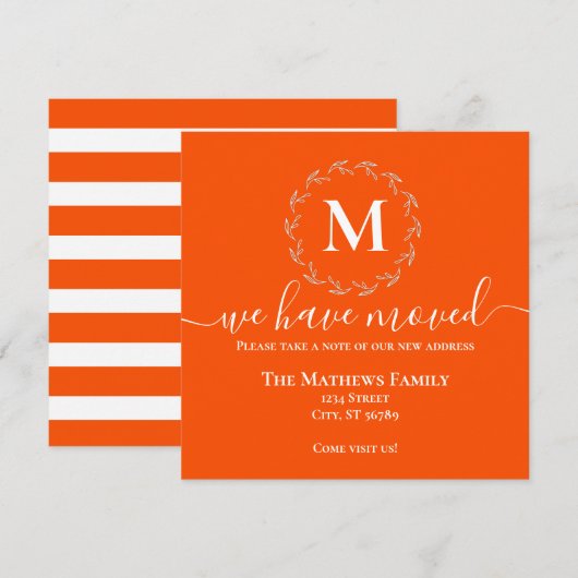 Faire-part Monogramme Couronne Blanc Orange Gras Nous Avons D (Devant / Derrière)