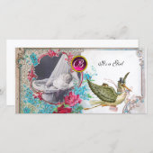 Faire-part MONOGRAMME DE BABY SHOWER, rubis, blanc (Devant / Derrière)