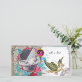 Faire-part MONOGRAMME DE BABY SHOWER, rubis, blanc (Debout devant)