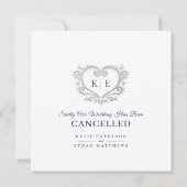 Faire-part Monogramme de cœur annulé mariage amour patient bl (Dos)