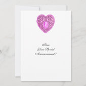 Faire-part MONOGRAMME DE COEUR DE LAMPE CUPIDE, argent fuchsi (Dos)