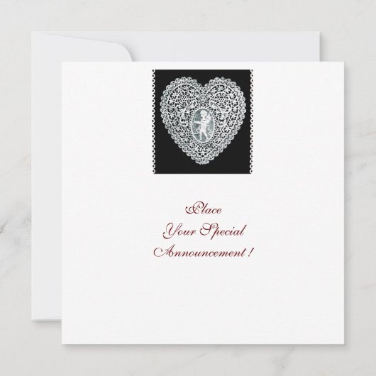 Faire-part MONOGRAMME DE COEUR DE LAMPE CUPIDE, papier feutre (Dos)