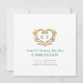 Faire-part Monogramme de cœur mariage annulé amour vert patie (Dos)