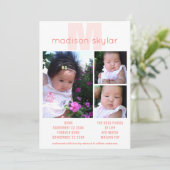 Faire-part Monogramme de corail Adoption simple 3 Collage pho (Debout devant)