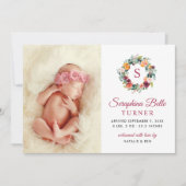 Faire-part Monogramme de couronne florale rustique Bourgogne  (Devant)