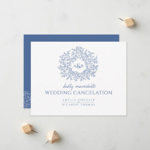 Faire-part Monogramme de feuille dessinée à la main bleue pou