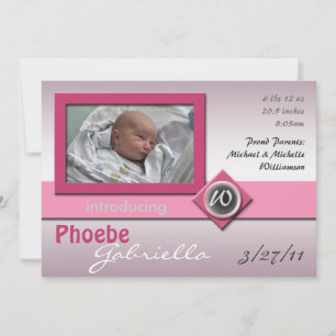 Faire-part Monogramme de verre moderne Annonces de naissance