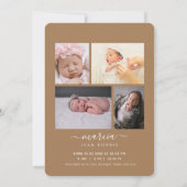 Faire-part Monogramme Dentelle Beige Photo Collage Nouveau-né (Dos)