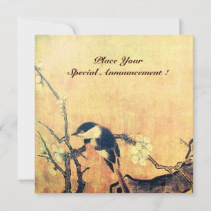 Faire-part MONOGRAMME D'OISEAU DE PRINTEMPS, Or Jaune Brun