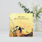 Faire-part MONOGRAMME D'OISEAU DE PRINTEMPS, or jaune marron (Debout devant)