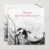 Faire-part MONOGRAMME D'OISEAU DE PRINTEMPS, papier métallisé (Devant / Derrière)