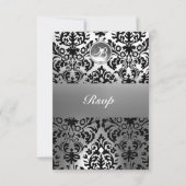 FAIRE-PART MONOGRAMME EN PIERRE DE GEM NOIR ET BLANC (Devant)