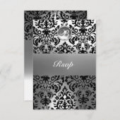 FAIRE-PART MONOGRAMME EN PIERRE DE GEM NOIR ET BLANC (Devant / Derrière)